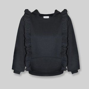 Hoodie Sweater with Ruffles, inside pockets.